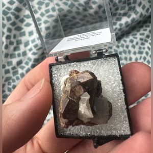 Garnet and calcite on matrix thumbnail specimen
